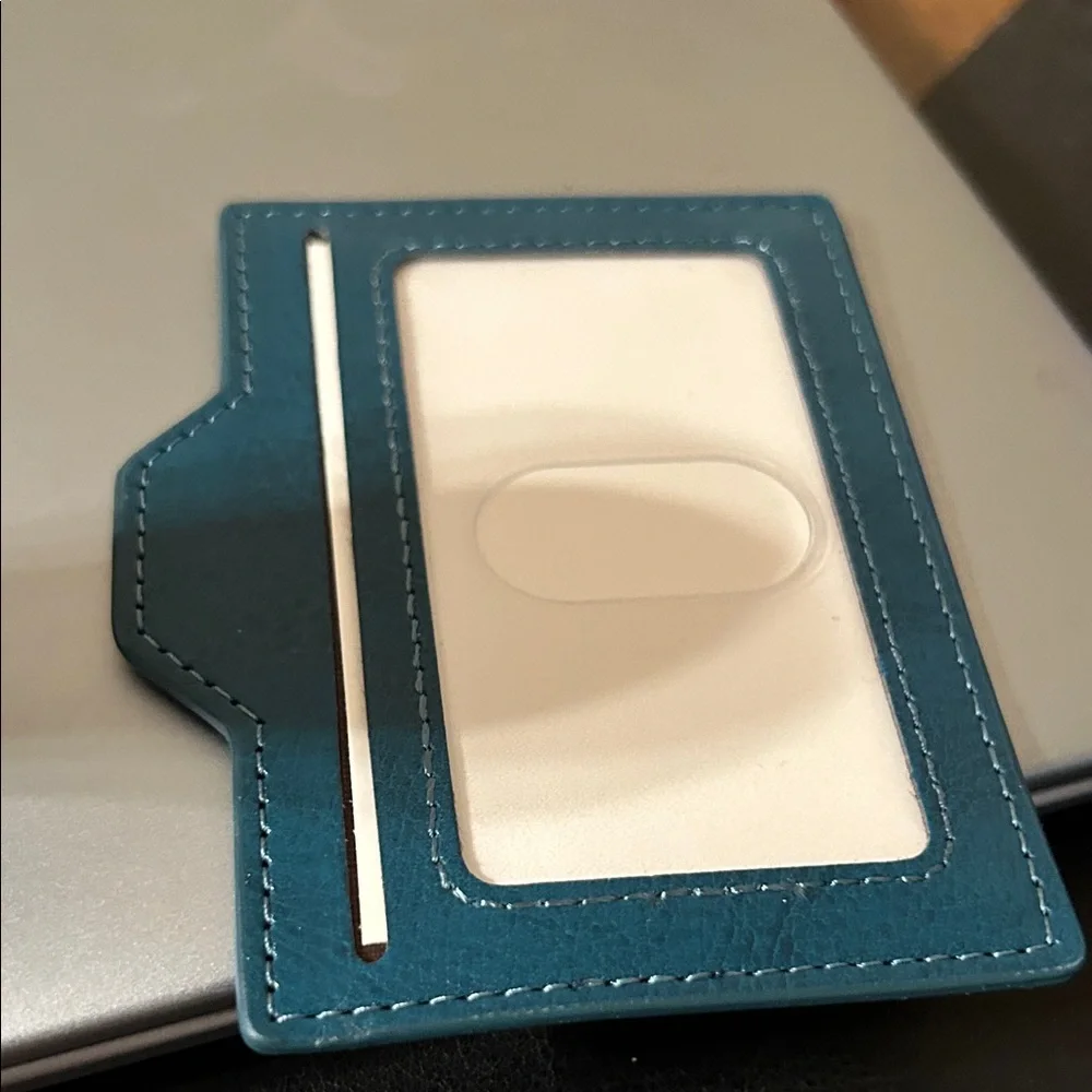 Teal Leather Wallet with Keychain